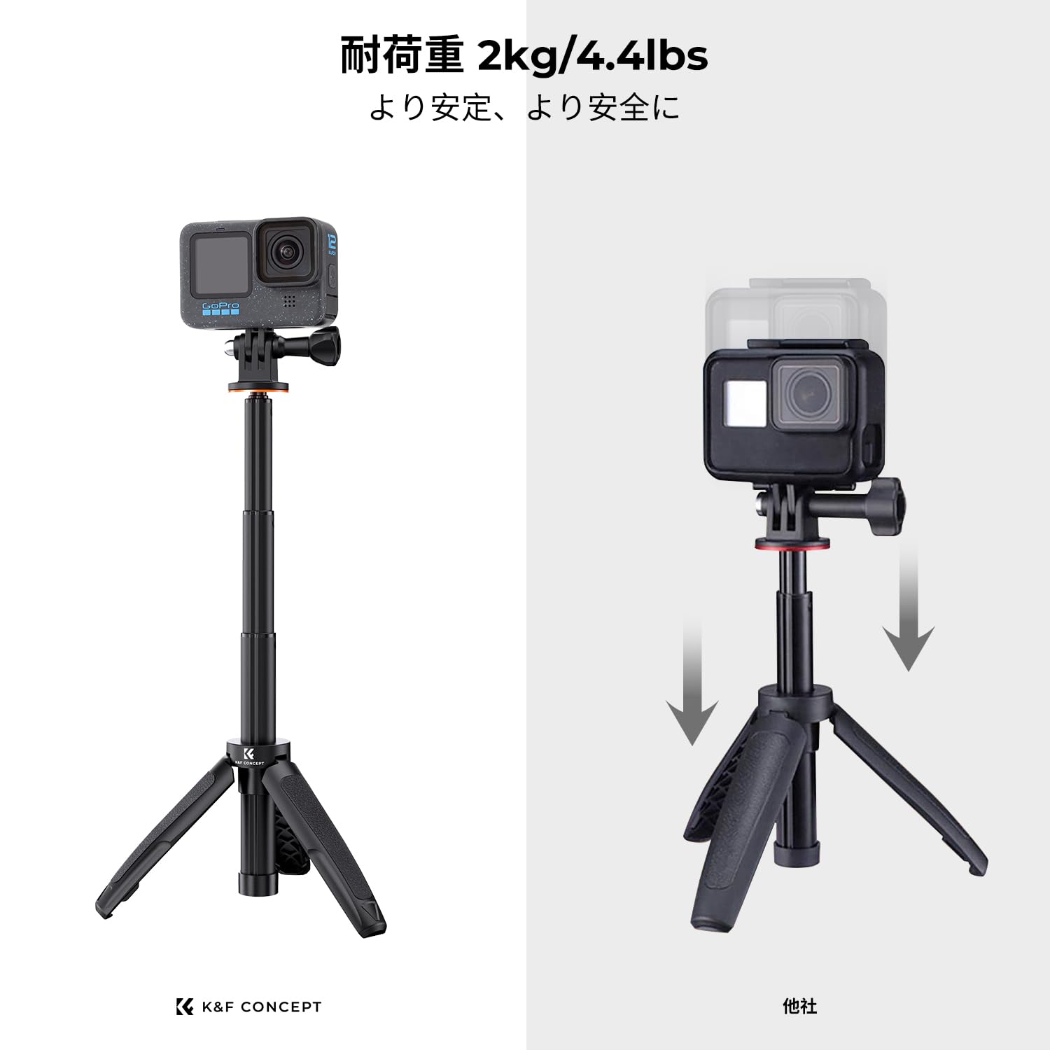 Amazon | K&F Concept ミニ三脚 GoPro専用 自撮り棒 セルカ棒 32cm 