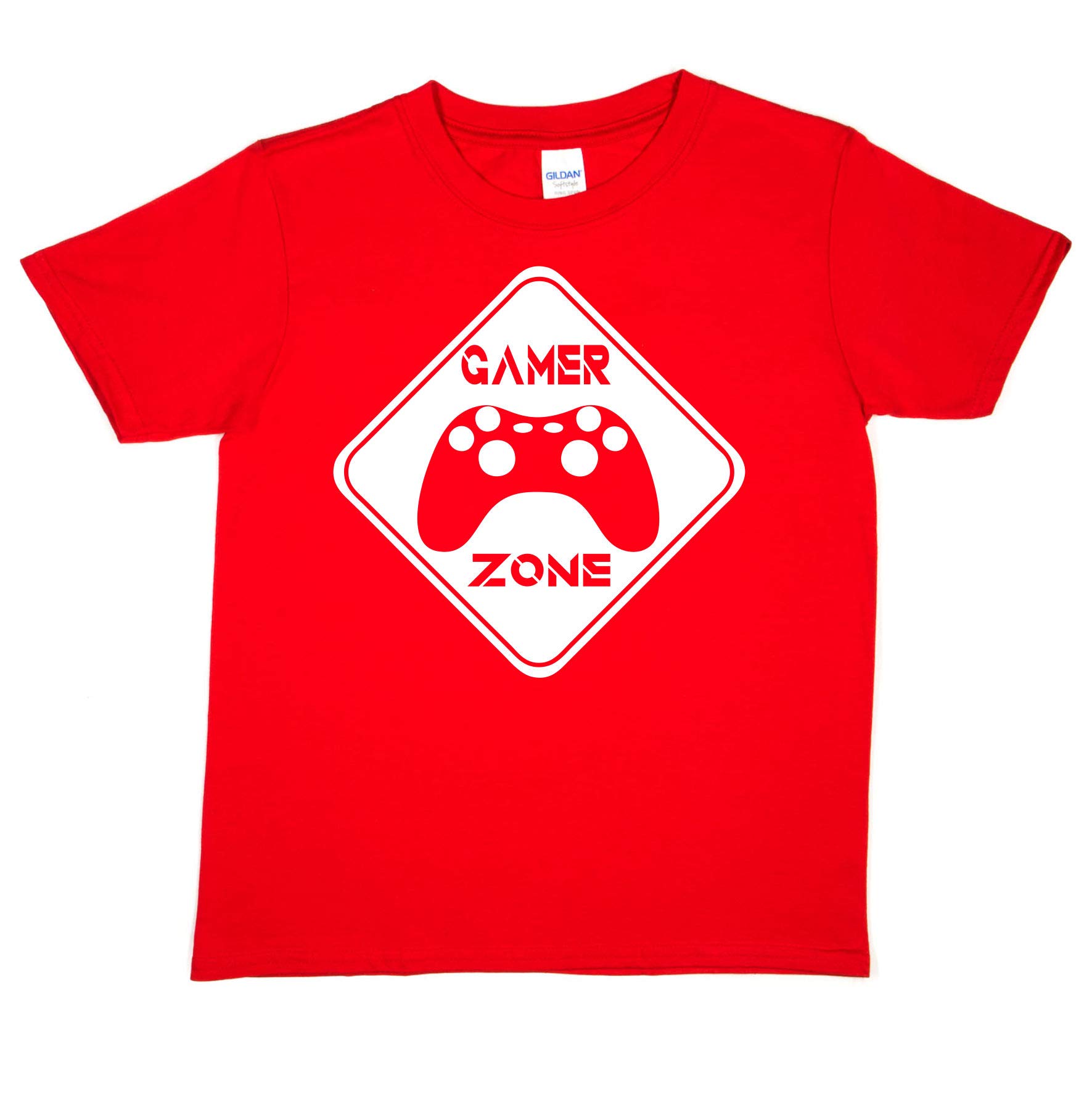 Print4U Kids T-Shirt Gamer Zone Gaming Tee Boys Girls Age 7-8 Red