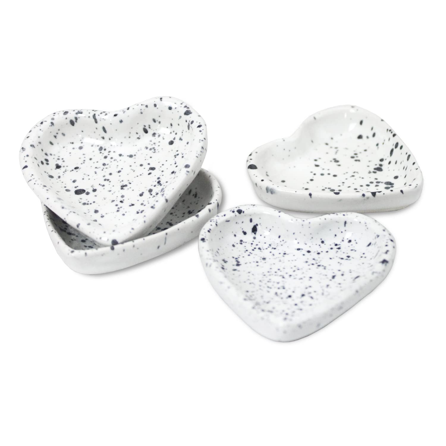 roroCeramic Stoneware Cute Small Heart Shaped Coin | Ring Cups, Set of 4