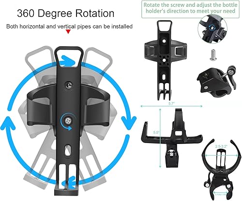 Miniatura 3 de Paquete de 2 soportes para botellas de bicicleta, soporte universal para botella de agua, soporte para taza de agua para bicicleta, cochecito y