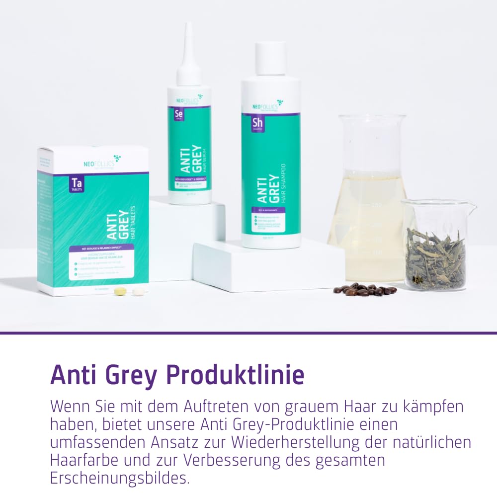 Neofollics Anti-Grau-Tabletten – 60 Stück – Zweistufiges Supplement mit Katalase & Melanin Complex™ – Unterstützt die Natürliche Haarpigmentierung – Vegane Formel – für Männer & Frauen