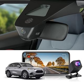 Fitcamx Dash Cam Front and Rear OEM Style, Compatible with 2023 2024 Honda HR-V Sport LX EX-L, Dual HD Car Video 1440P+1080P, 2 Channel Loop Recording, Night Vision, Collison Sensor, 64GB Card, Black