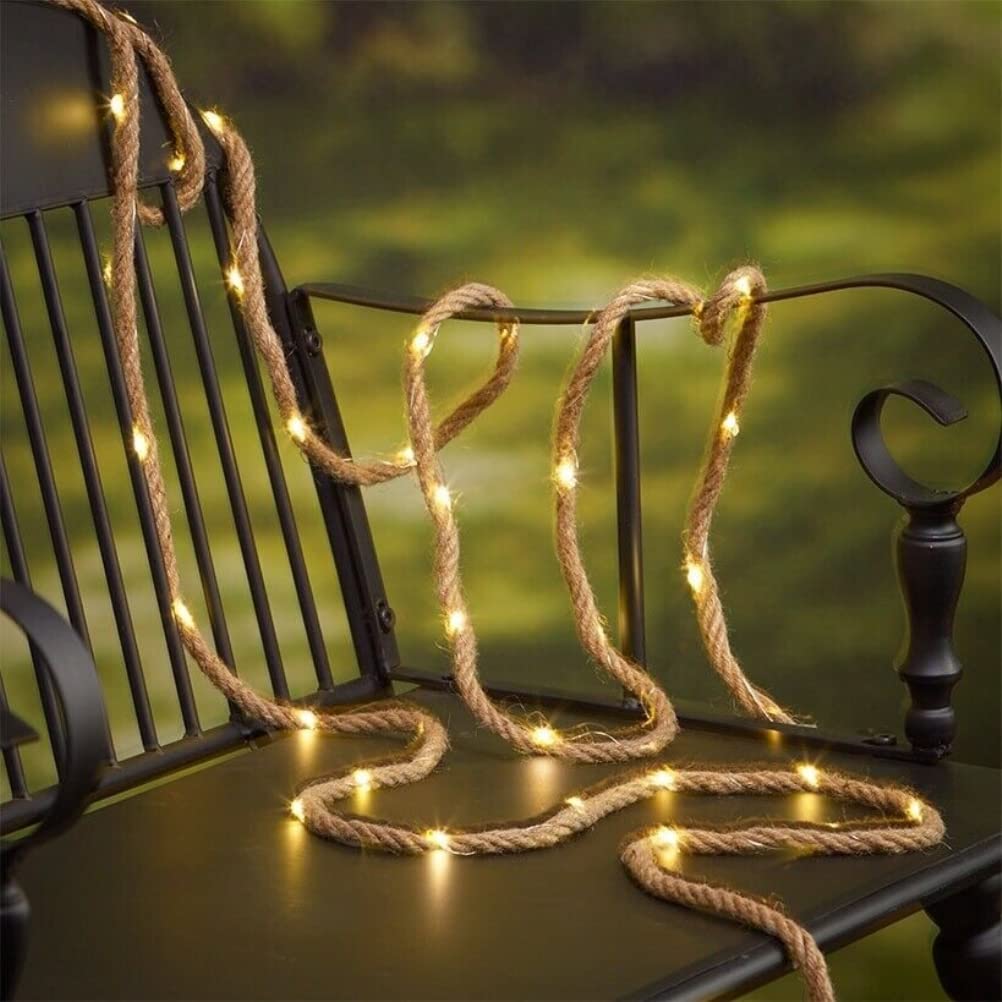 Decorative Rope Solar Hemp Rope Fairy Lights Solar Cord Rope with LED Lighting 5 m 100 LED Illuminated Rope Copper Wire Light Home Party Christmas Holiday Decoration