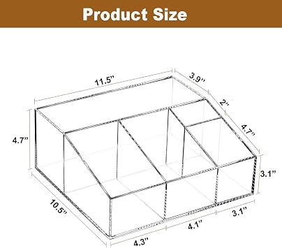 Tirifer Acrylic Coffee Bar Station Organizer for Countertop, Condiment Service Organizer Coffee Pods Storage Caddy Creamer Snack Tea Cup Supplies Holder for Home Office and Breakroom(Clear)