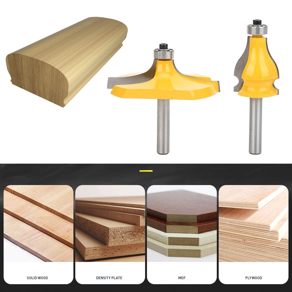 Fraise à Rainurer,Bits à Routeur,Mèche de routeur, 2pcs 8mm main courante et bord de table, fraise à tronçonner, fraise à bois avec roulement