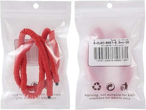 Miniatura 6 de 380-400pcs 0.236in Rojo Polímero Arcilla Plana Redonda Perlas hechas a Mano Disco Rondelle Heishi Separador Suelto Perlas 17.7 Pulgadas para DIY