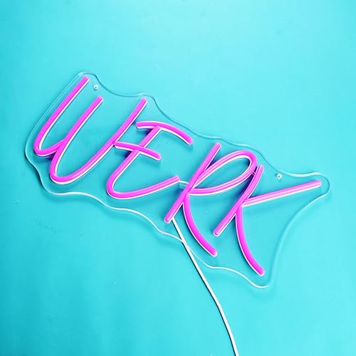 Miniatura 4 de Werk Word - Letrero de luz LED rosa neón Werk de neón "15.7 x 7.9 " acrílico LED USB  interruptor para hombre, cueva, cerveza, pub, bar, financiero,