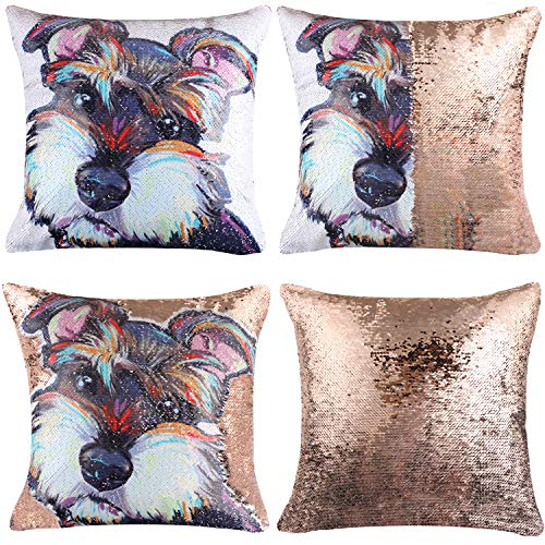 EVERMARKET Mermaid Throw Pillow Cover,Magic Reversible Sequin Pillow Case, Cute Pet Pattern Throw Cushion Pillow Case Decorative Pillow That Change Color 16