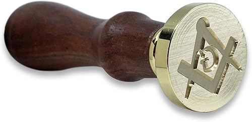 Sello de cera masónico cuadrado y brújula