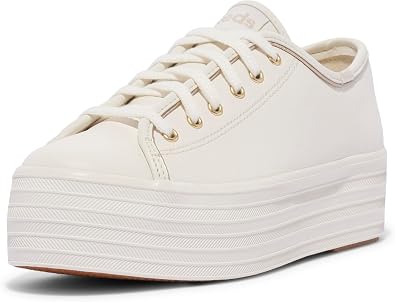 Keds Womens Triple Up, White/Gold, 8 M US
