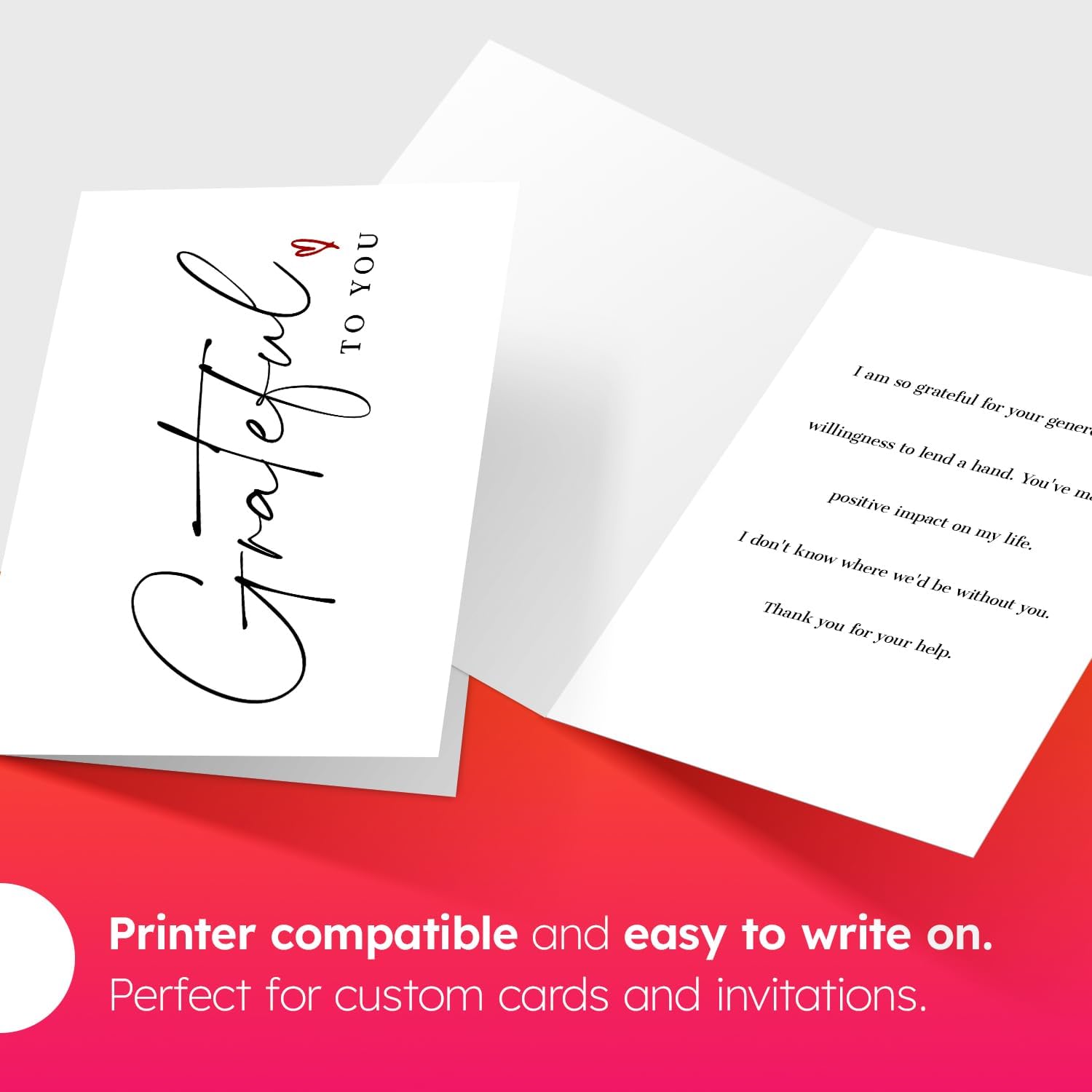 Grateful To You, Thank You Love Greeting Cards and Envelopes for Wedding, Valentine’s, Bridal Shower, Anniversary and All Occasions - Nice Thick Cardstock, Blank Inside | 4.25 x 5.5" | 25 per Pack - Image 4