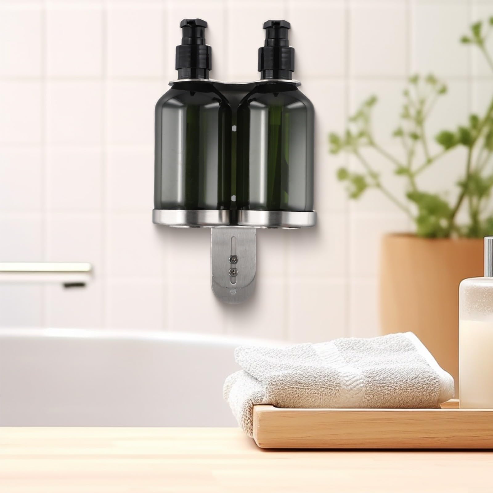 Dispensador de jabón de Pared – 300ml, Soporte de Acero Inoxidable