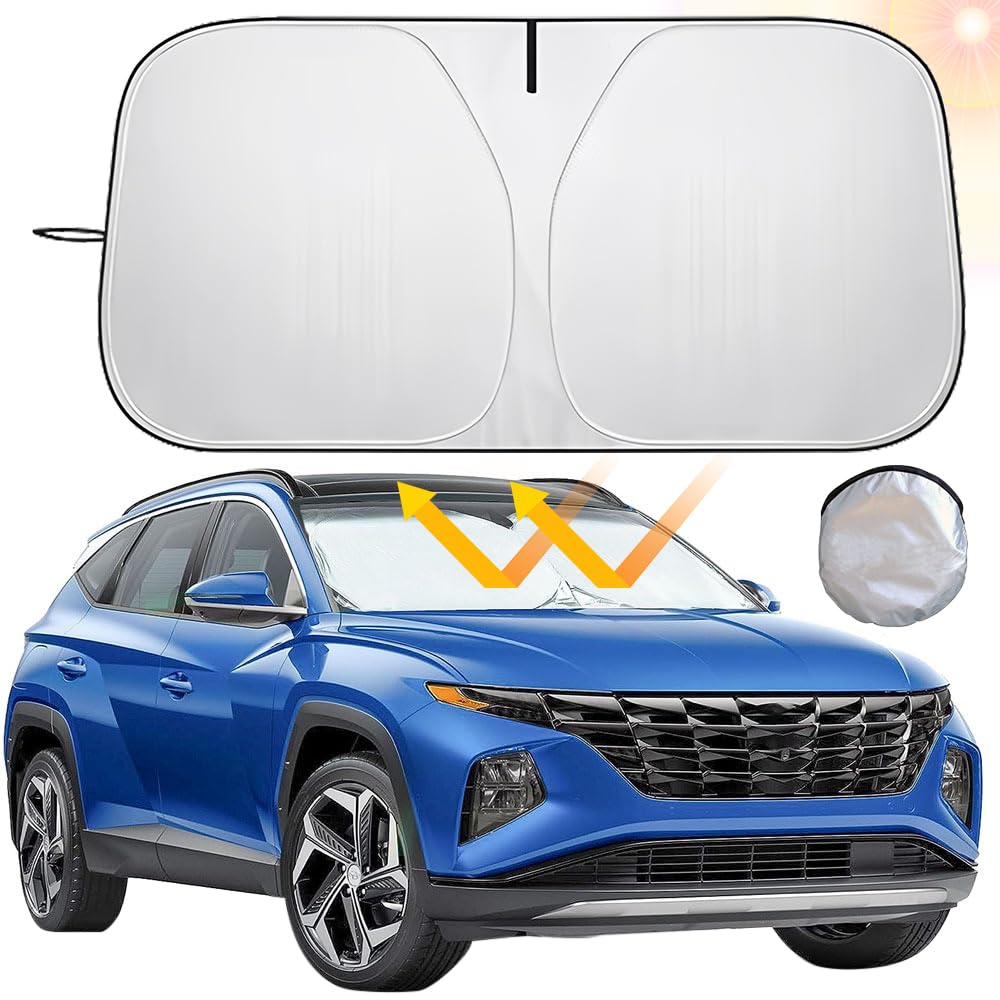 Parasol Coche Delantero 145x80cm, Parasol para Parabrisas Delantero de Coche Plegable, Parasol Coche Lateral Protección Solar UV para Automóvil, Parasoles Cubierta de Parabrisas para Mayoría de Coches