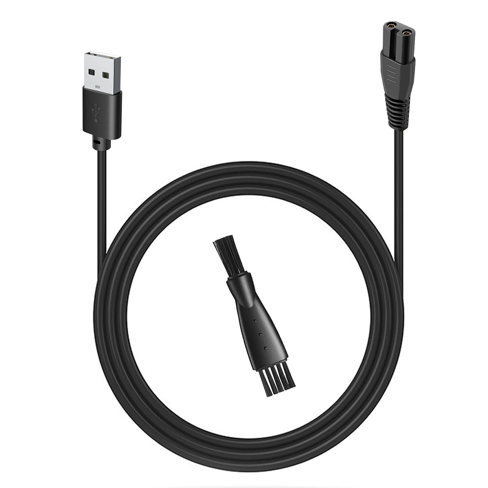 uijino USB Charging Cable Compatible with Wyklaus Head Shaver 7D, 5V Charger for Wyklaus Upgrade Head Shavers Electric Razor for Bald Men, 2 Cleaning Brush, 3.3ft Power Cord