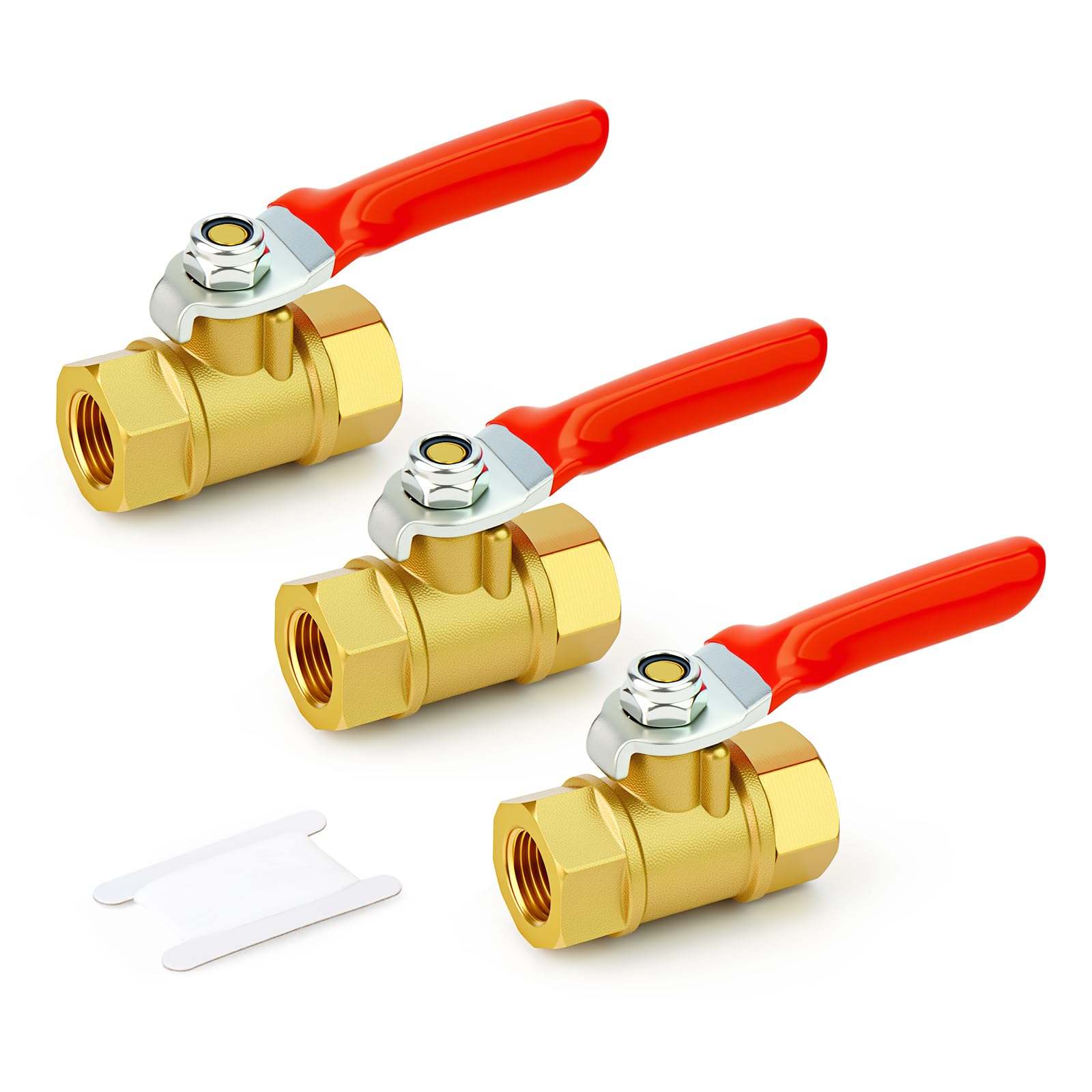 GASHER 3PCS 1/8 Inch Brass Mini Ball Valve, Shut Off Valve, 1/8 Inch FNPT Thread Pipe Fitting