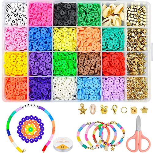 Cuentas de Arcilla Polimérica Redondas Planas, 6mm Cuentas de Cerámica Blanda, para Bisutería Collar Pendientes Pulseras para Niños Adultas Hacer pulseras collares pendientes fabricación de joyas Cover