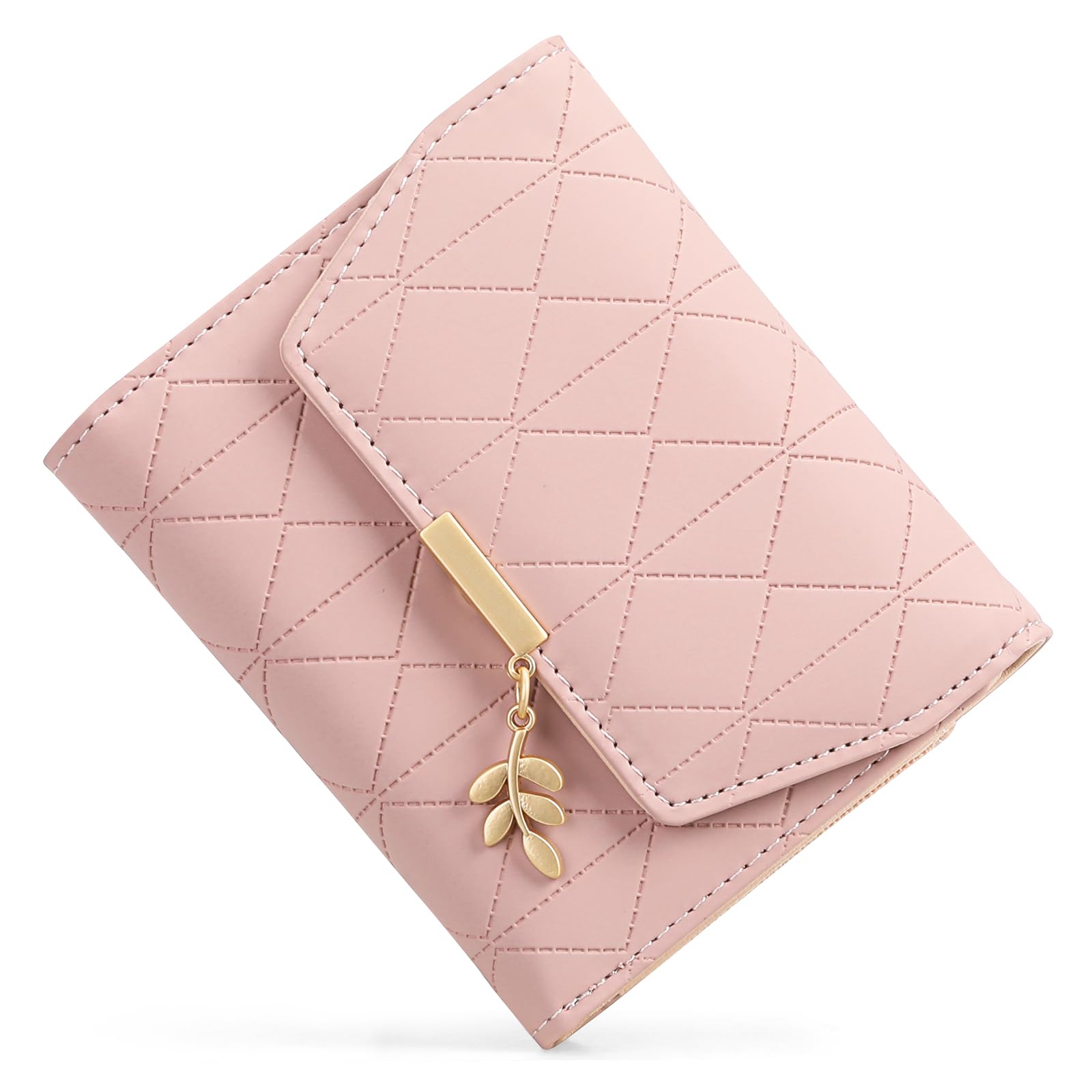 RNIEGA Small Wallet Women Leather RFID Blocking Card Holder Compact Wallets Zipper Coin Pocket with ID Window