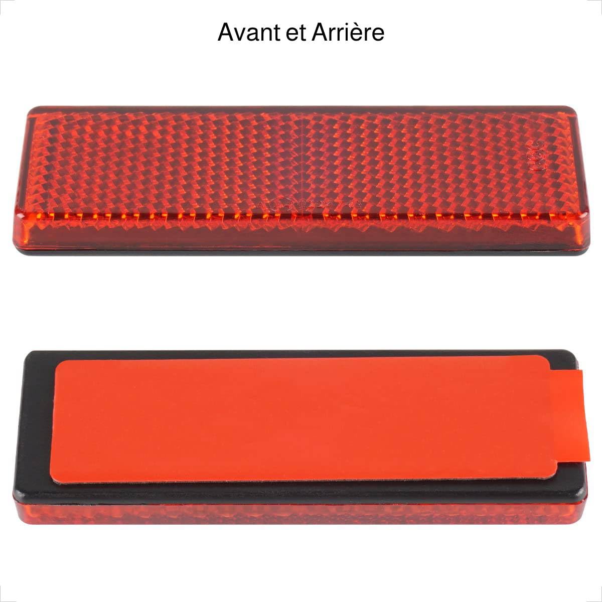 evermotor Catadioptre Moto Œil-de-Chat, 4 Pièces, Homologué E | 85×30×8mm, Homologué E4, Adhésif, Rouge, Vélo, Scooter, Quad