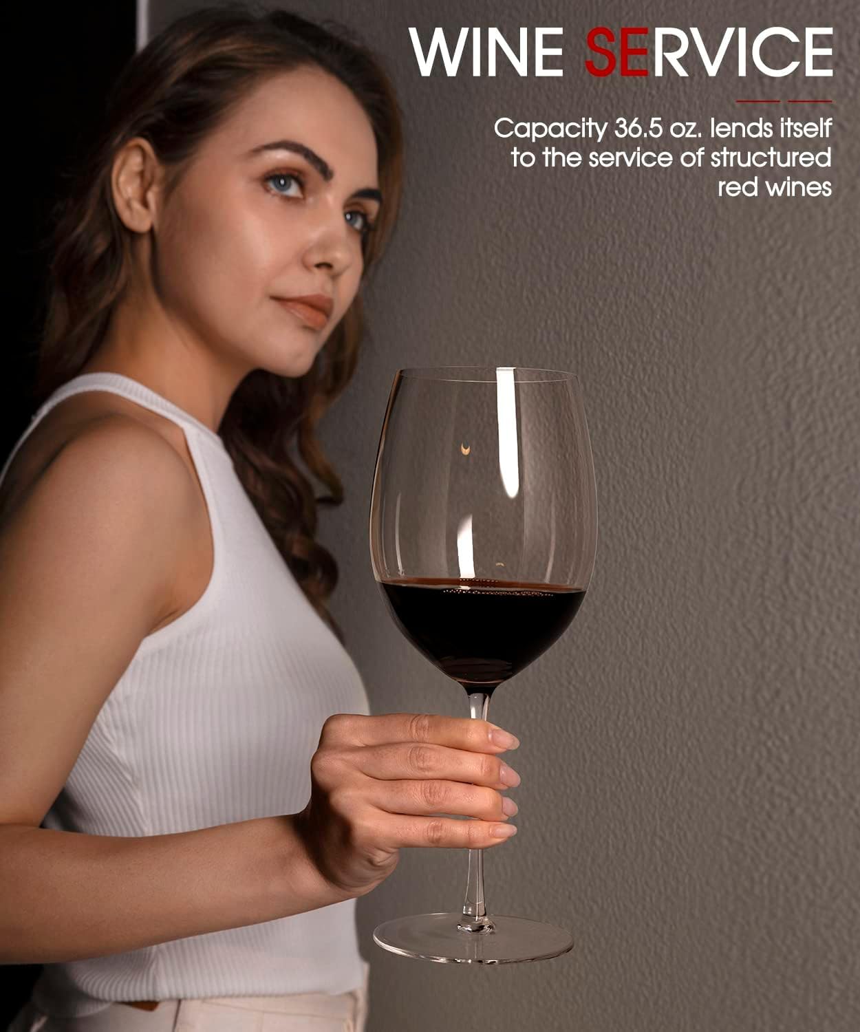 OJA Rotweingläser, mundgeblasen, riesigen Kristallgläser, 1035 ml, übergroße Weingläser, große Cabernet-Sauvignon-Gläser, leicht, klar, ideal für Weinproben, Restaurants.