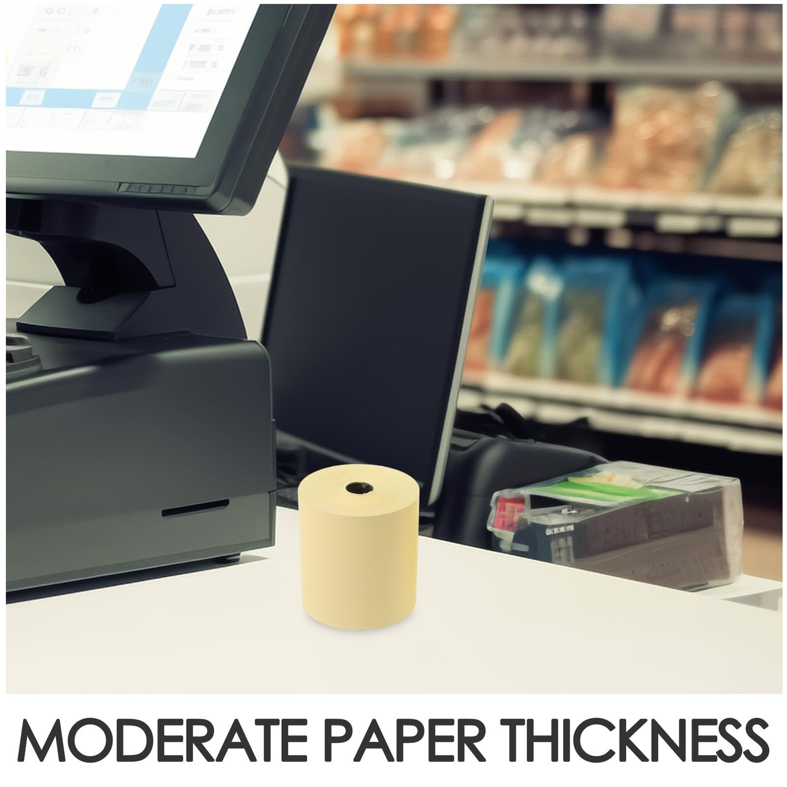 Gatuida Rollo de Papel Térmico Impresión Precisa a Baja Temperatura 4 Rollos Amarillo y Recubrimiento Resistente al Frío para Impresora Térmica para Tiendas y Cajones