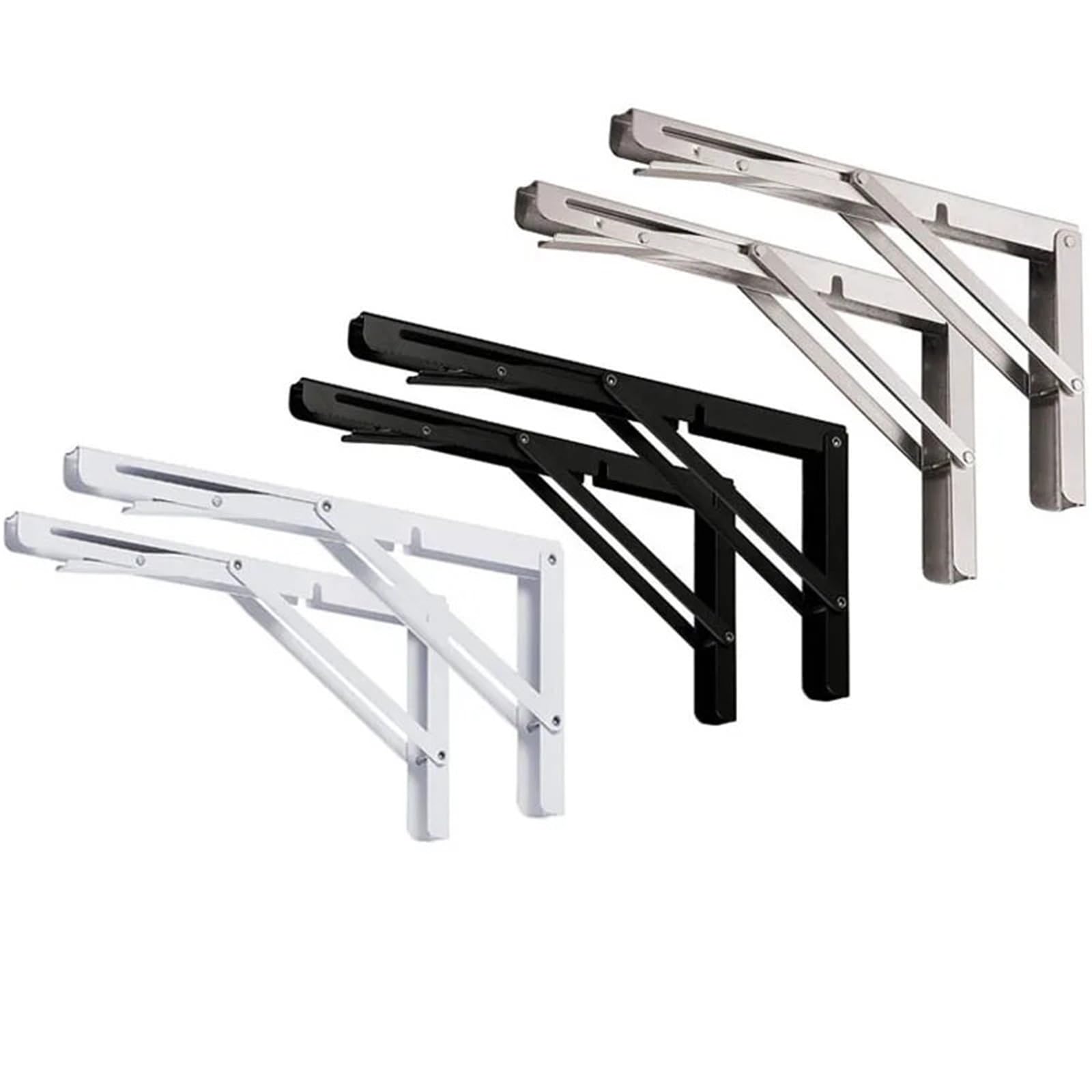 Irfhdcx Silver Shelf Bracket 24 Inch Folding Shelf Brackets Heavy Duty For Table Work Bench Collapsible Triangle(Silver)