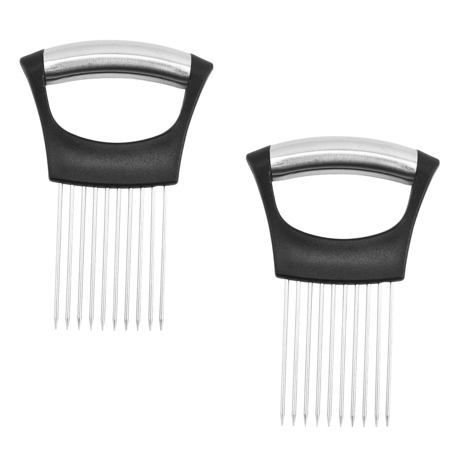 PACIOCEAN 2Pcs Upgraded Onion Holder Slicer, Stainless Steel Multi-Vegetable Cutting Tool with Finger Guard for Onion Potato