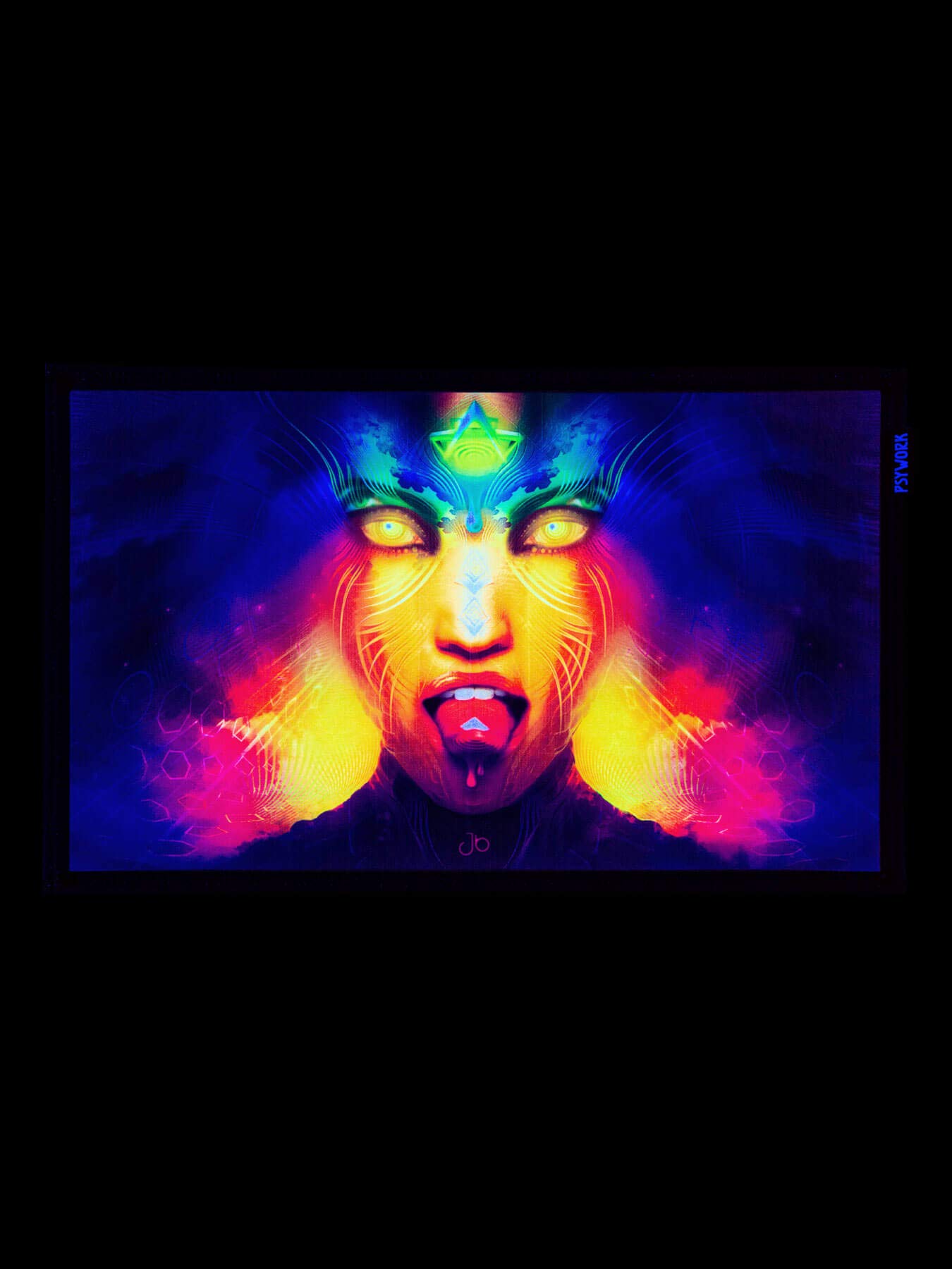 PSYWORK Stoffposter Mit Schwarzlicht-Effekt – Sentymo Animal Stack, 50x82 Cm, Fluoreszierend (Made In Germany)