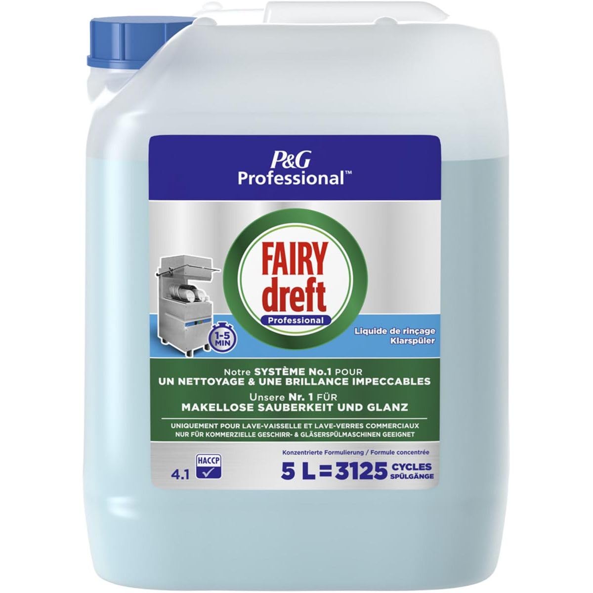 Fairy Professional brillantante per lavastoviglie, 5 l, formula professionale per uso in cucine commerciali