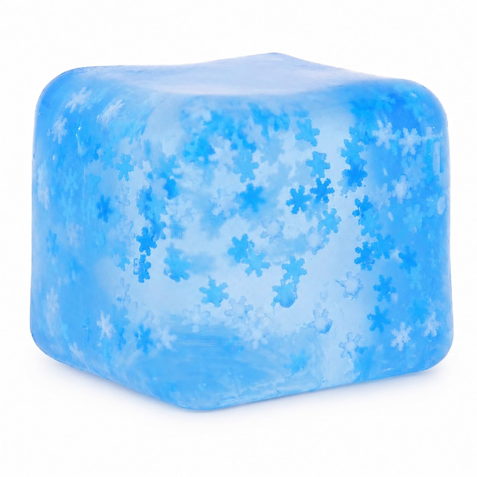 Snowflake Squishy Ice Cube Squeeze Toy for Kids Ages 3+&Adults, 2.75"/7CM Slow Rising Sensory Stress Cube, Soft Square Squishy Toy with Floating Snowflake Sequins, Birthday Party Favors(Blue)-image-25