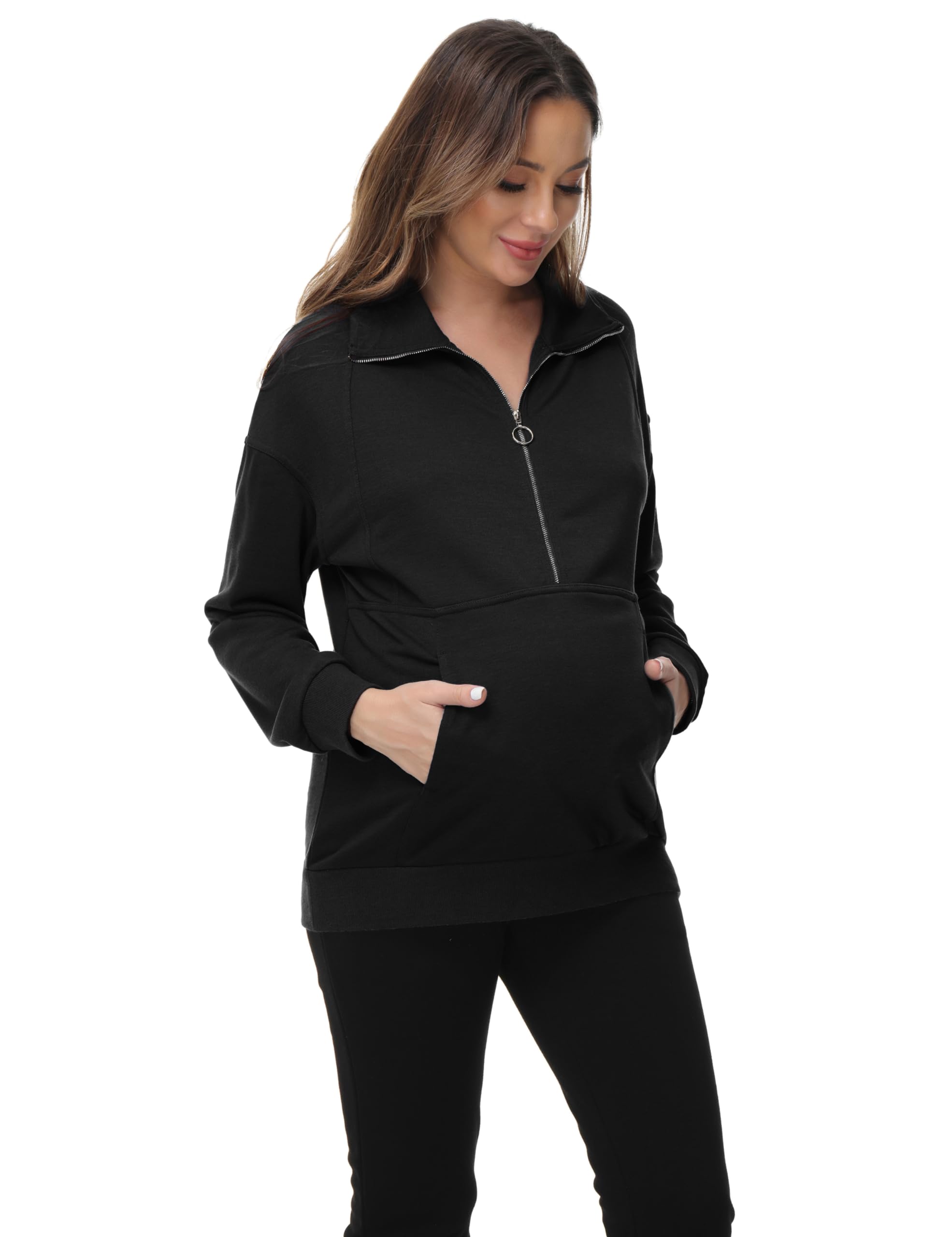 Maacie Vêtements de maternité - Hauts à manches longues - Pull de grossesse - Coupe décontractée - Hauts pour femmes enceintes