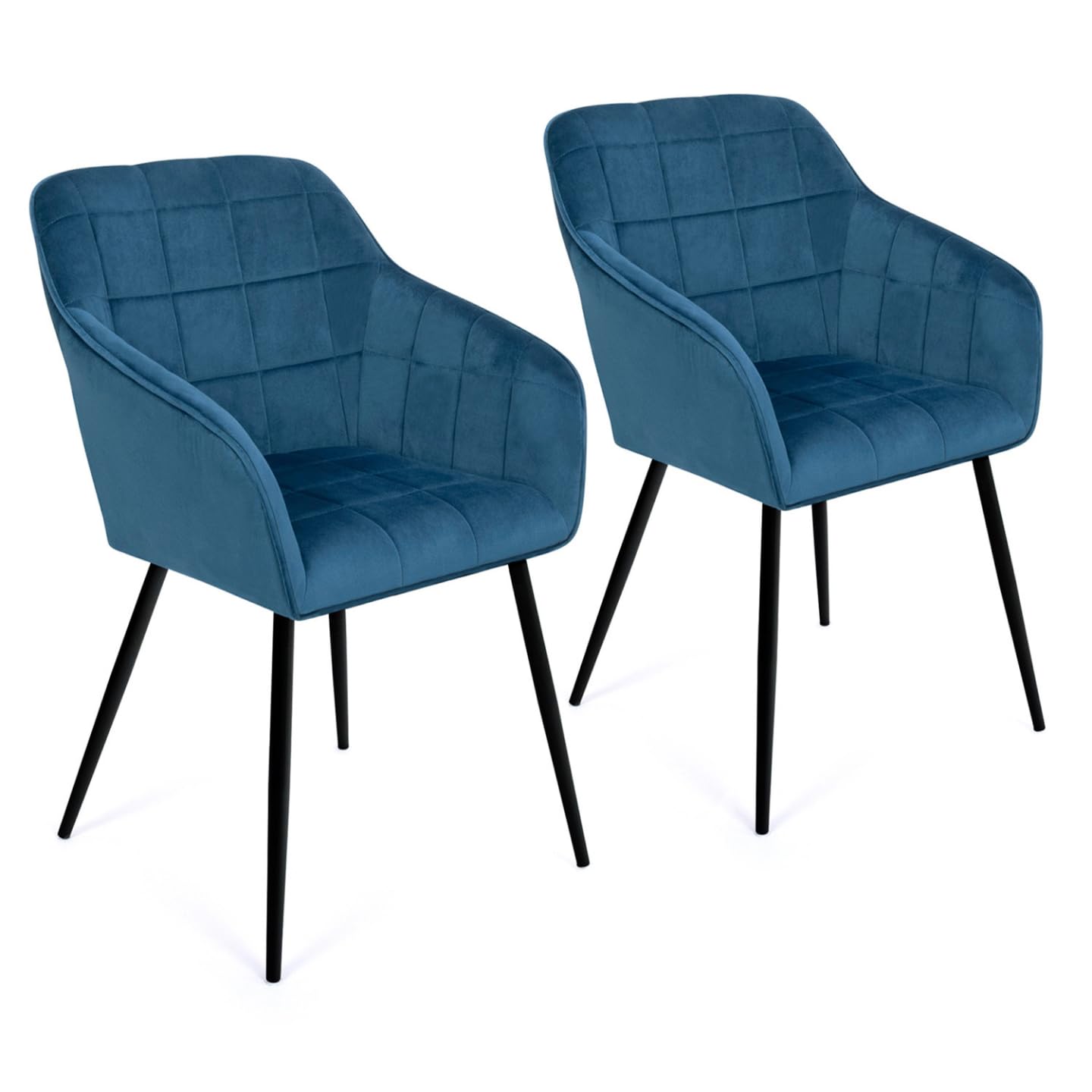 Lot De 2 Chaises De Salle à Manger En Velours Beige Avec Accoudoirs – Design Moderne, Assise Matelassée, Pieds Métal Effet Bois