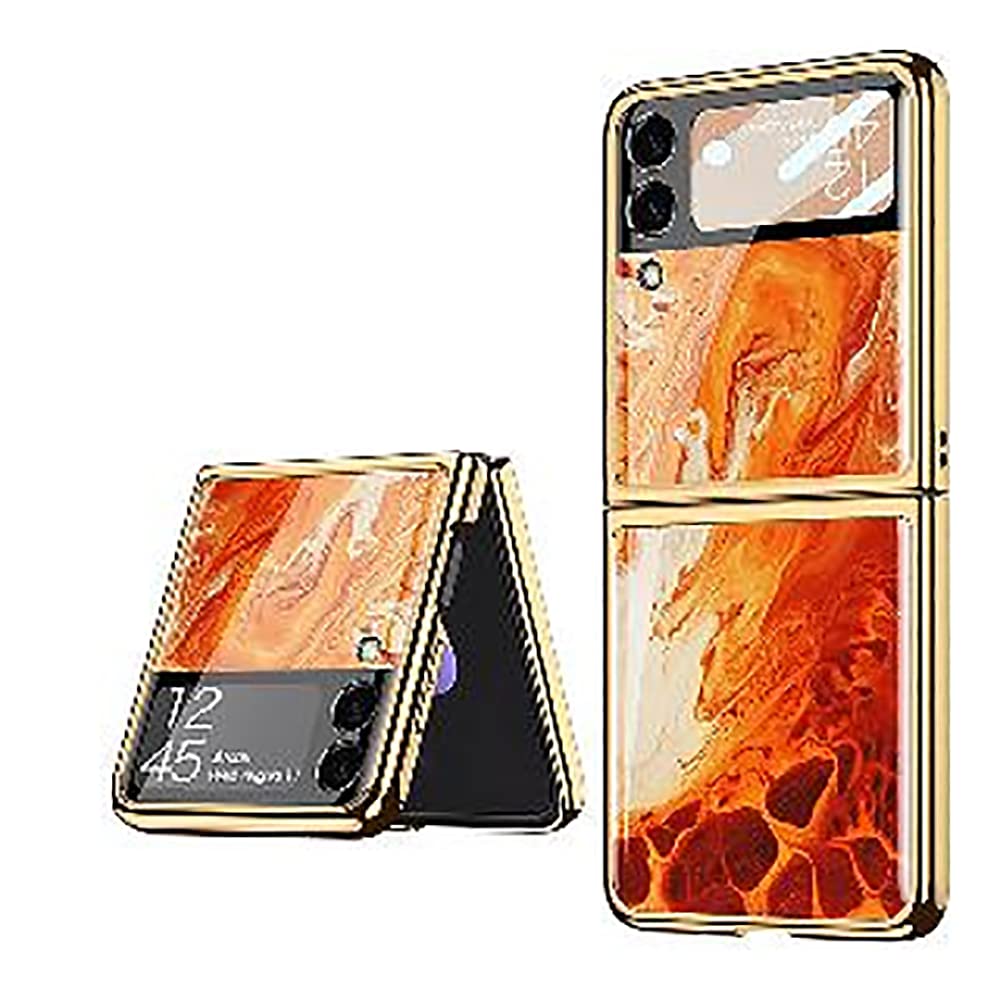 Amazon Com Baili Samsung Z Flip 4 Case Ultra Thin 9h Tempered Glass Electroplating Color Painting Galaxy Z Flip 4 Case Fashion And Luxury Pattern Design Agate Red Everything Else