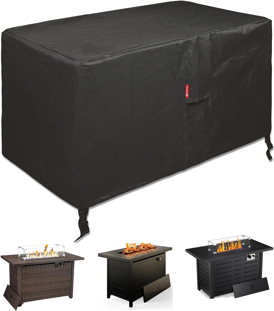 SheeChung Rectangular Fire Pit Cover Fits 40-44 Inch Fire Table-Waterproof Anti-UV 600D Heavy Duty Outdoor Cover for Patio Table Furniture Gas Firepit Deck Box Protector/Storage Cover(44"x28"x25")