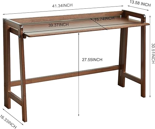 Miniatura 2 de Escritorio plegable de madera maciza estilo mediados de siglo moderno, escritorio plegable de 39'' para computadora y escritura para oficina en