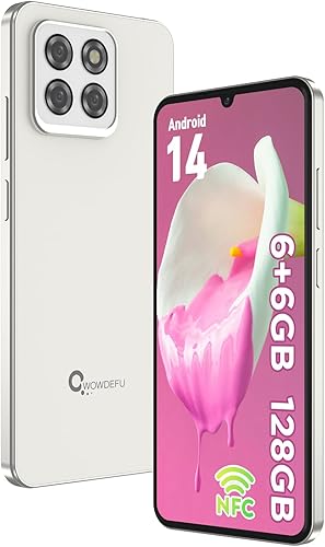 CWOWDEFU Teléfono Android 14 desbloqueado, teléfono inteligente Android de 6.8 pulgadas, 12 GB de RAM con 128 GB de ROM, Dual SIM 4G, Octa-Core,