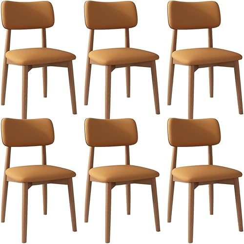 Miniatura 45 de YVYKFZD Solid Wood Dining Chairs, Kitchen Chairs Set with Curved Backrest, Leather Upholstered Dining Room Chair, Armless Living Room Chair, for