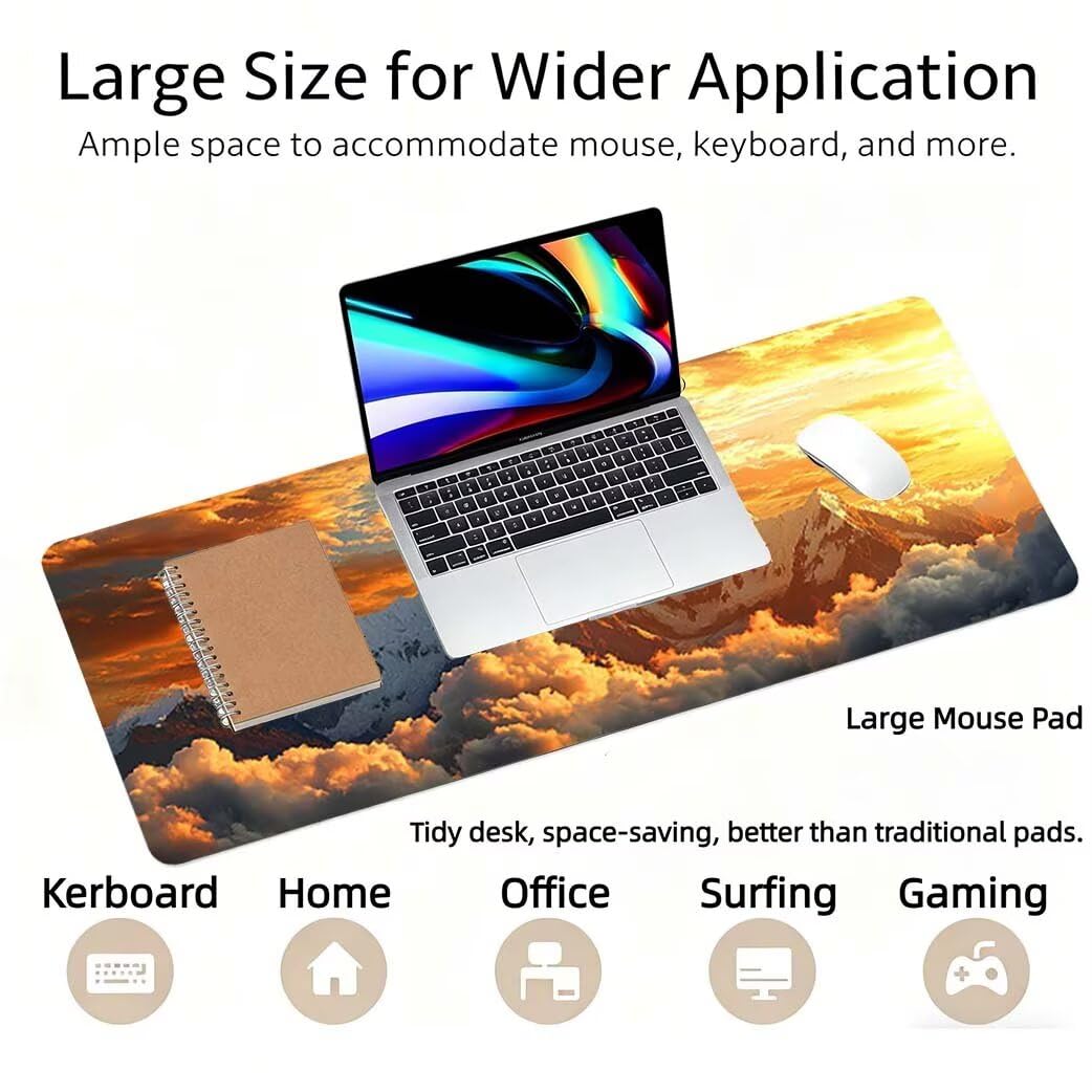 Lpfieonn Modern Schreibtischunterlage XXL, Landschaft Schreibtischunterlagen Großes, Gaming Mousepad XXL mit ernähter Rand und Rutschfeste Gummibasis, Desk Mat für PC/Laptop/Mausa 120x60cm PF-2474