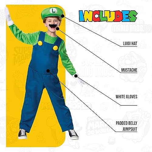 Miniatura 3 de Disguise Nintendo Luigi Deluxe - Disfraz para niño color verde talla S 4-6