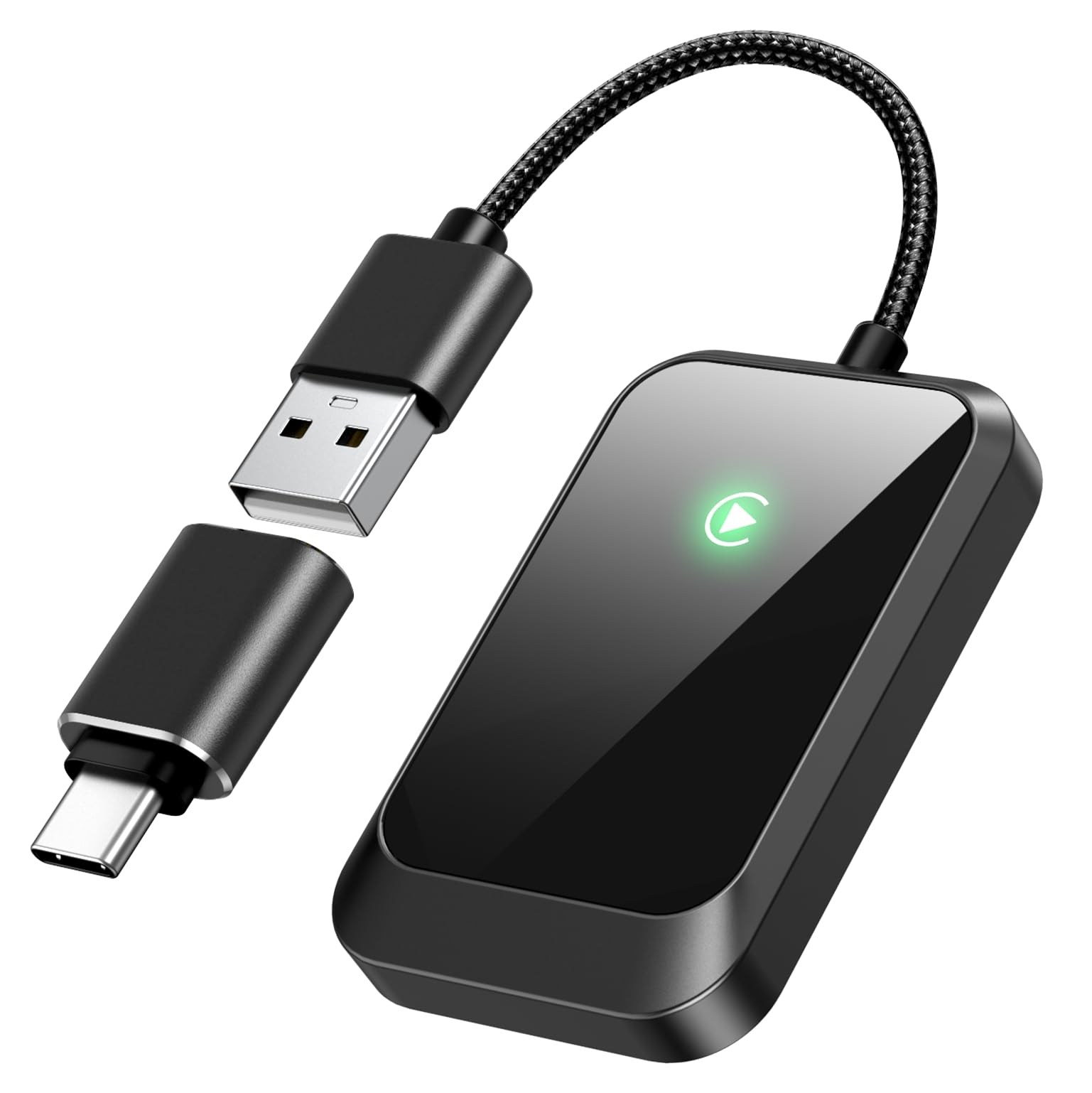 Wireless CarPlay Adapter for iPhone – Plug-and-Play with USB-A Extension & USB-C Connector
