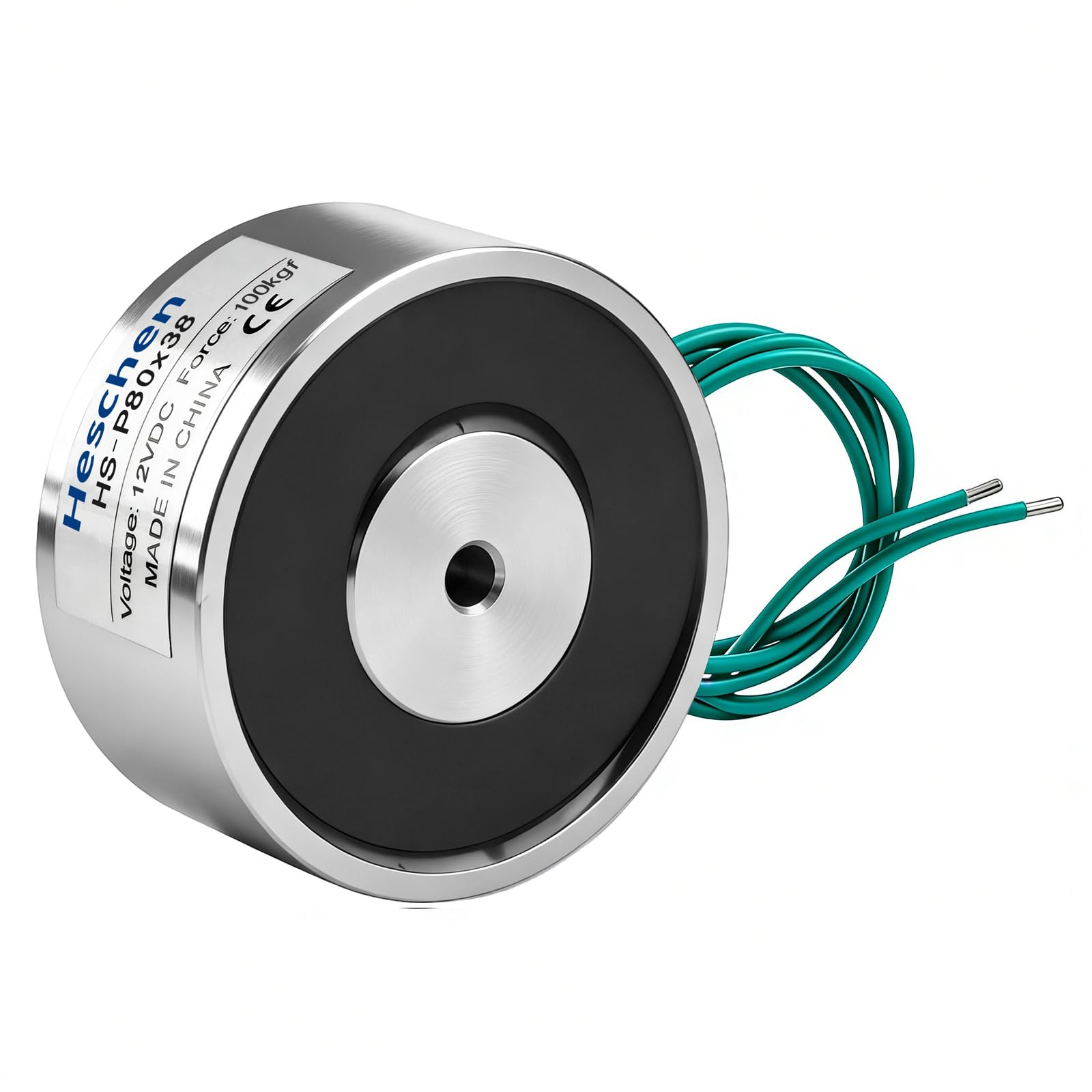 Heschen Electroimán Imán Solenoide, HS-80/38, OD 80mm, DC 12V, 100Kg/220lb