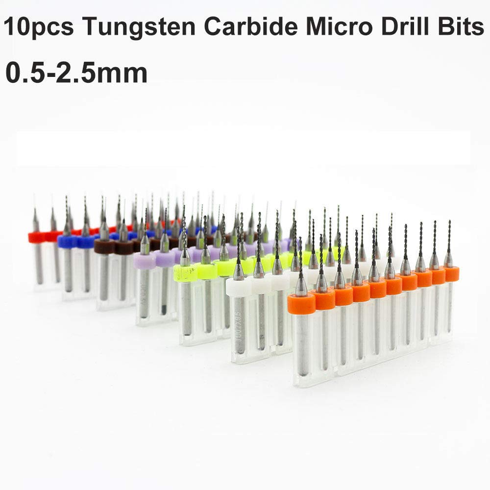 Maso – 10 Punte Per Trapano In Carburo Di Tungsteno 0.8mm Per PCB, Gioielli, CNC E Metalli Morbidi – Punte Da Incisione Di Precisione
