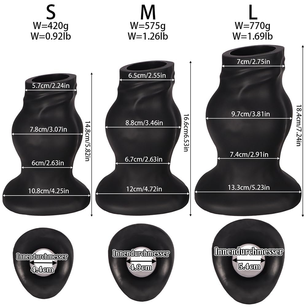 Hohl Anal Expander Dicker Analplug XXL Anal Spekulum Groß Buttplug Anal Expansion Spekulum Vagina Dilator Prostata Massage Einlauf Analdusche Tunnel Plug SM Sexspielzeug für Frauen Männer (Rot L)