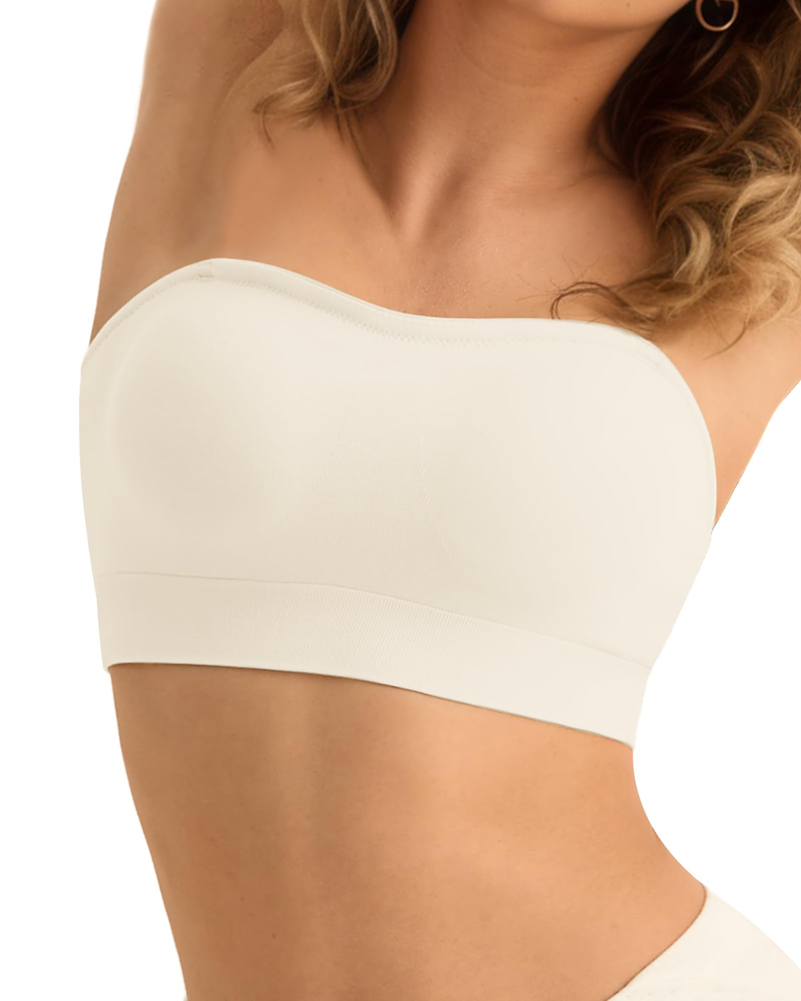 SHARICCA Trägerloser BH Damen ohne Bügel Nahtlos Bandeau BH ohne Träger Push Up Nahtlos Tube Top BHS Gepolsterter Bralette mit Rutschfestes Silikon Strapless Bra