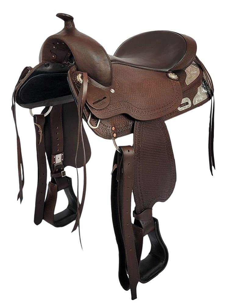 A&M Reitsport Sella western senza albero Wichita in pelle di bufalo, marrone, ferro da testa sostituibile