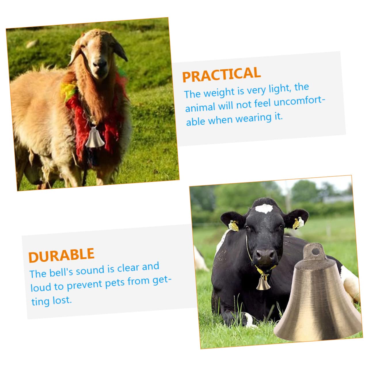 ORFOFE 3sets Goat Accessory Farming Vintage Bells Anti-Theft Farm Anti-Theft Bell Sheep 4pcs*3
