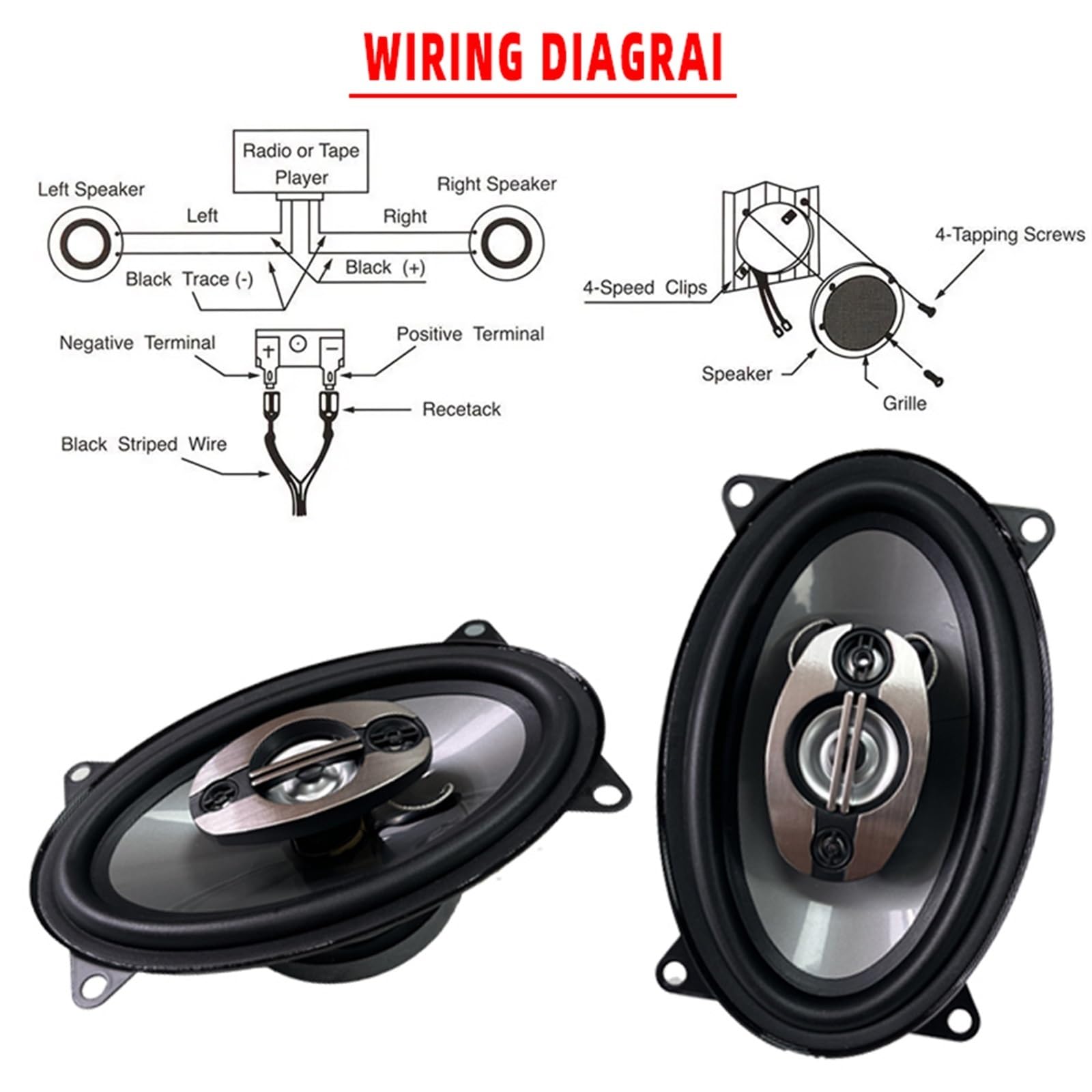 Głośniki samochodowe z głośnikiem wysokotonowym 2 szt. 225 W 4X6 cali 4-drożny samochodowy głośnik współosiowy HIFI Car Door Audio Muzyka Stereo wysokotonowy Średnio-niskotonowy Zakres częstotliwości