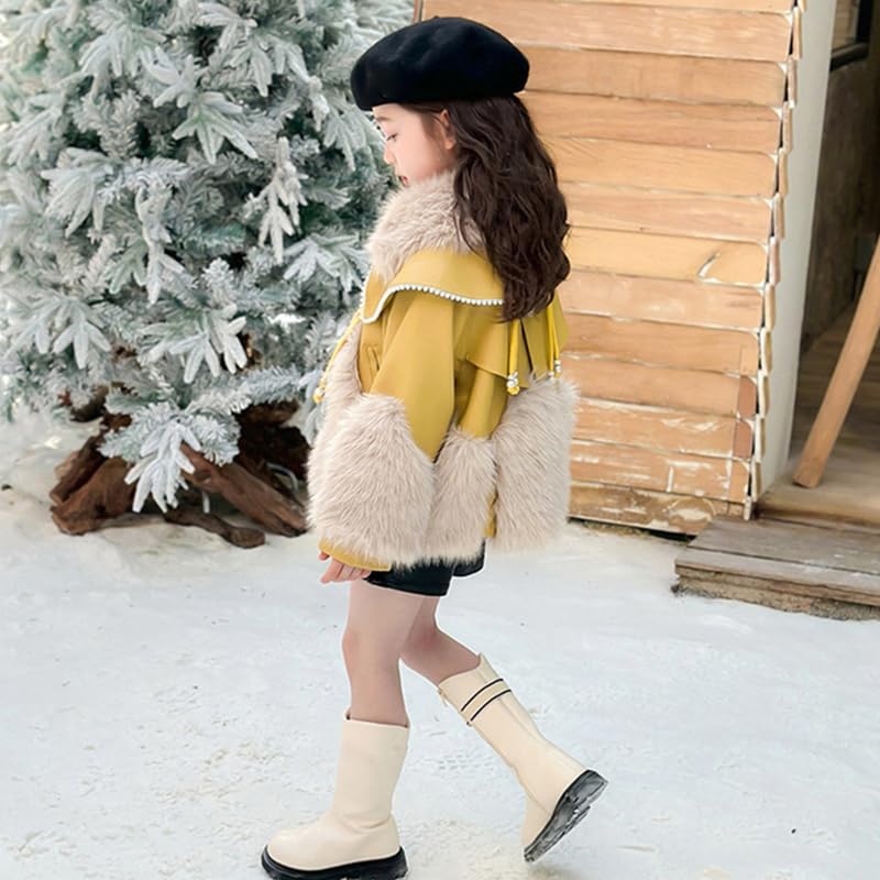 Kids Girls Winter Warm Coats Jacket Clothes Outwear Overcoat Faux Fur Thicken Toddler Girls Coat, Girls Winter Jacket4
