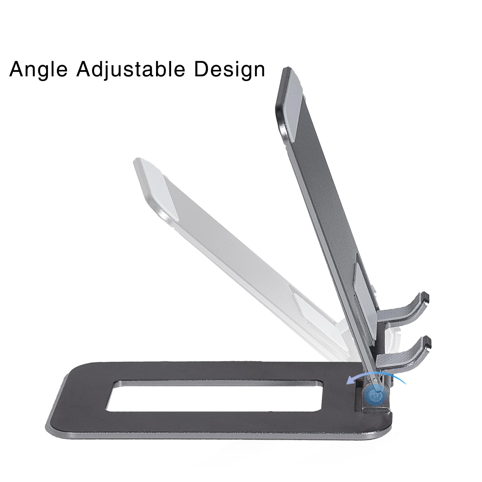 Supporto Telefono da Scrivania Pieghevole in Alluminio | Angolo regolabile, base antiscivolo in silicone, adatto a smartphone da 4,7" a 7,2" anche con cover
