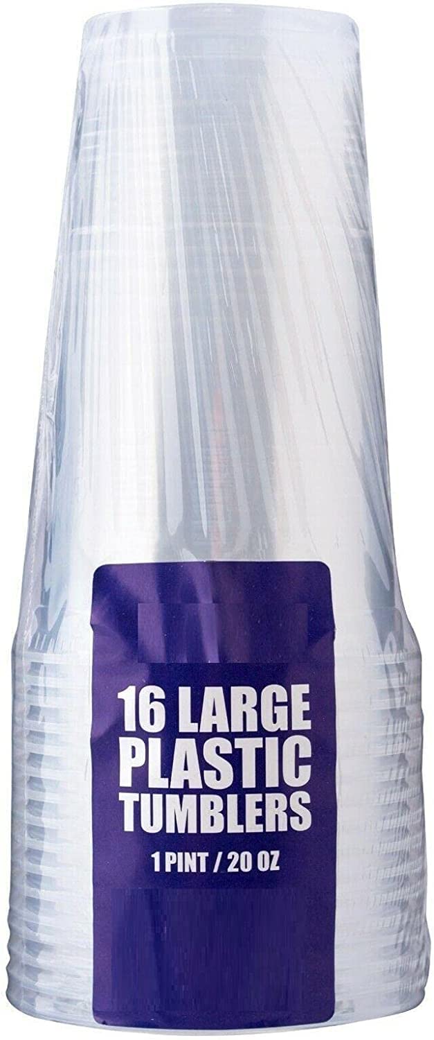 MantraRaj Heavy Duty Plastic Cups Strong Drinking Cup 1 Full Pint and Half Pint Clear PET Plastic Disposable Cups Pint Glasses Ideal Beer Cup Ice Coffee, Juice, Bubble Tea BBQs (250, Full Pint 20oZ)