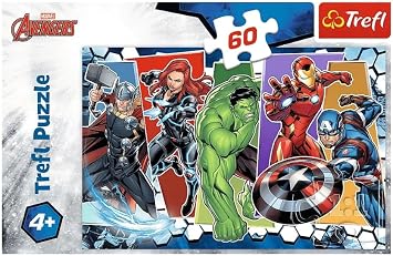 Trefl 17357 Invincible Avengers, Marvel Avengers 60 Piece Puzzle for Kids 4 Years Old and Over